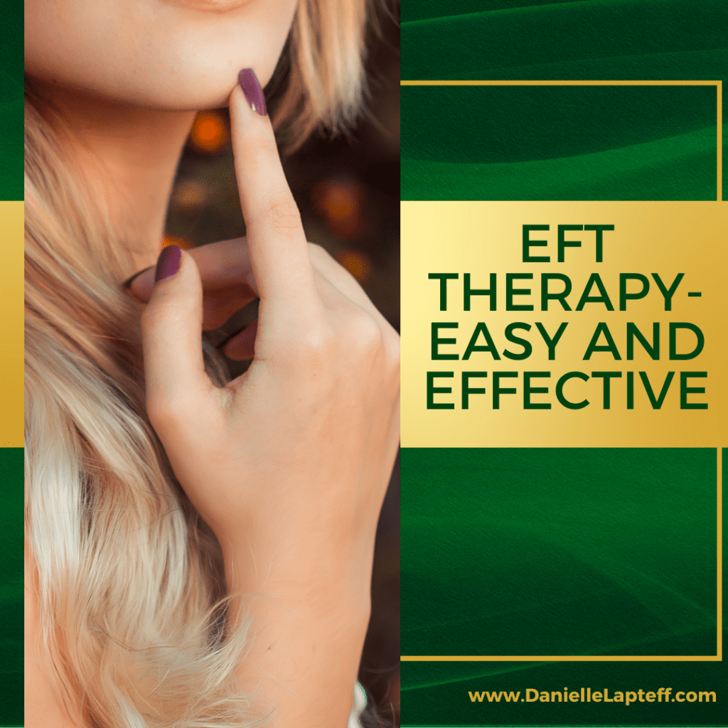 a woman's chin with her finger tapping on it, with a green and gold background and title nature is healing